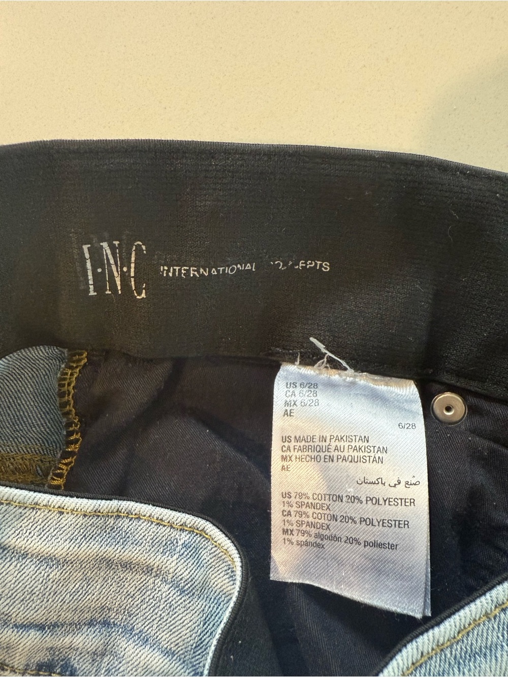 INC Denim High Waisted Distressed Elastic Waist Jeans - Picture 7 of 7